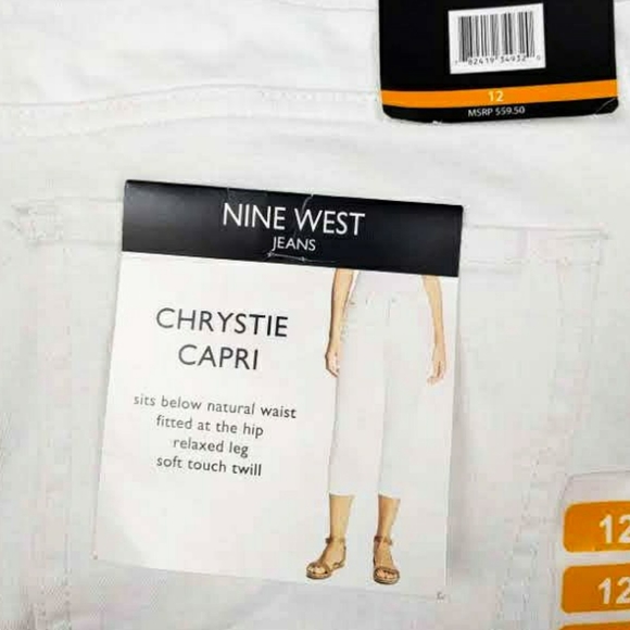 NWT-Nine West White Crystal Stretch Capri Jeans - Picture 6 of 9